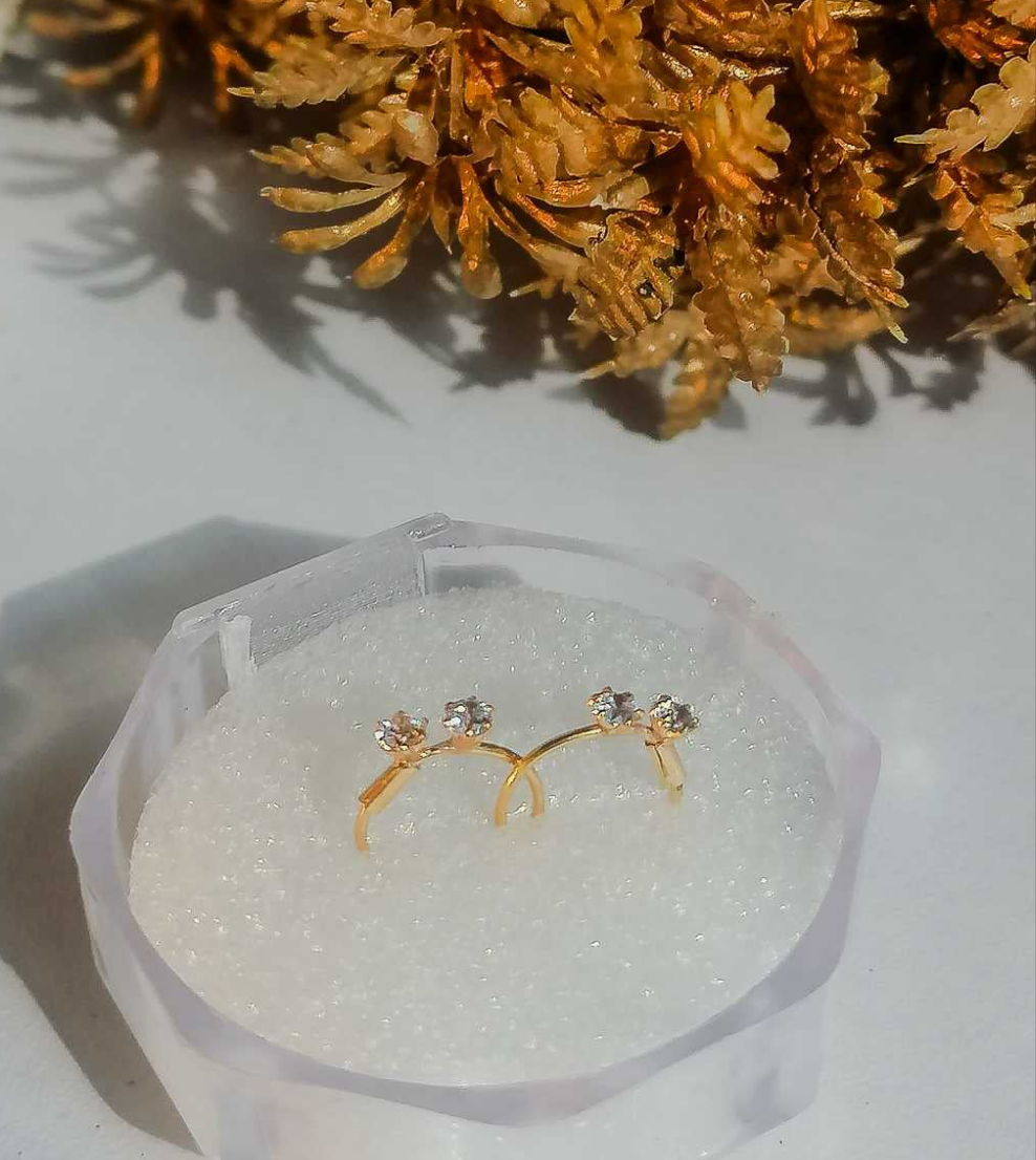 Stylish Golden Hoop Earrings with Twin Stones | Comfortable Daily Wear & Gift for Women & Girls