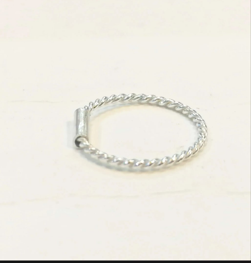 Silver Rope Nose Hoop & Hoop Earrings | Tiny Twist Wire Nose Ring