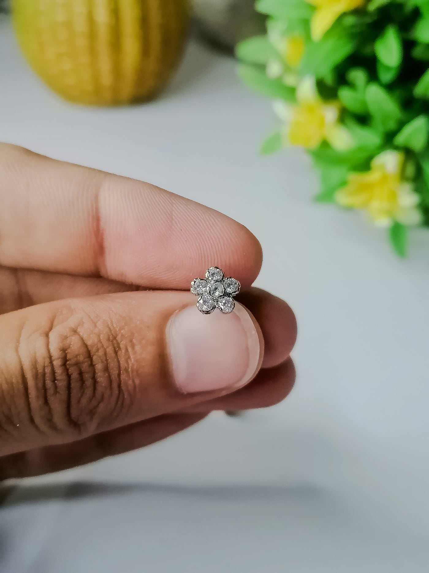 Silver Stud Earrings with beautiful 6 shiny stone