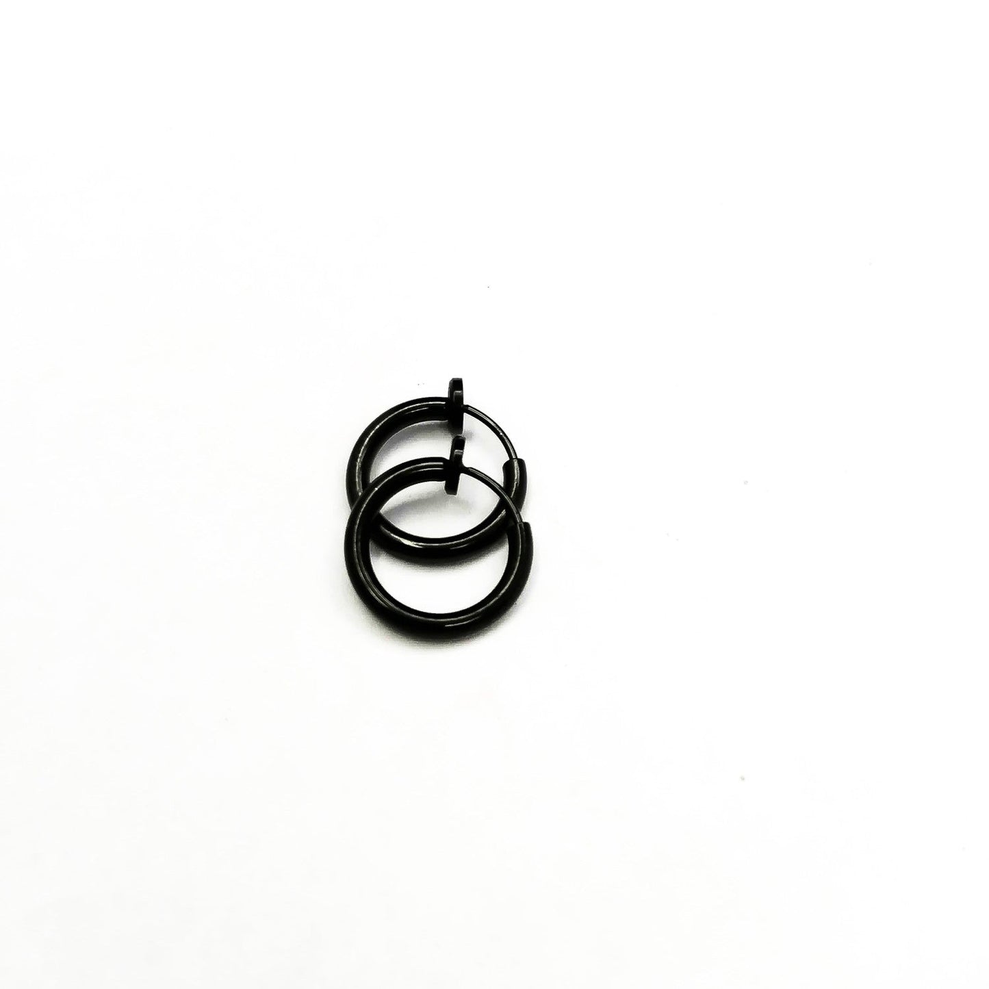 Black Hoop Earrings Sterling Silver - Black Huggie Earrings 8mm Cartilage