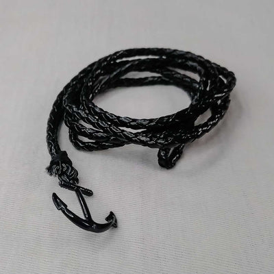 Black & Brown Leather Huck Bracelet Adjustable For Girls & Boys