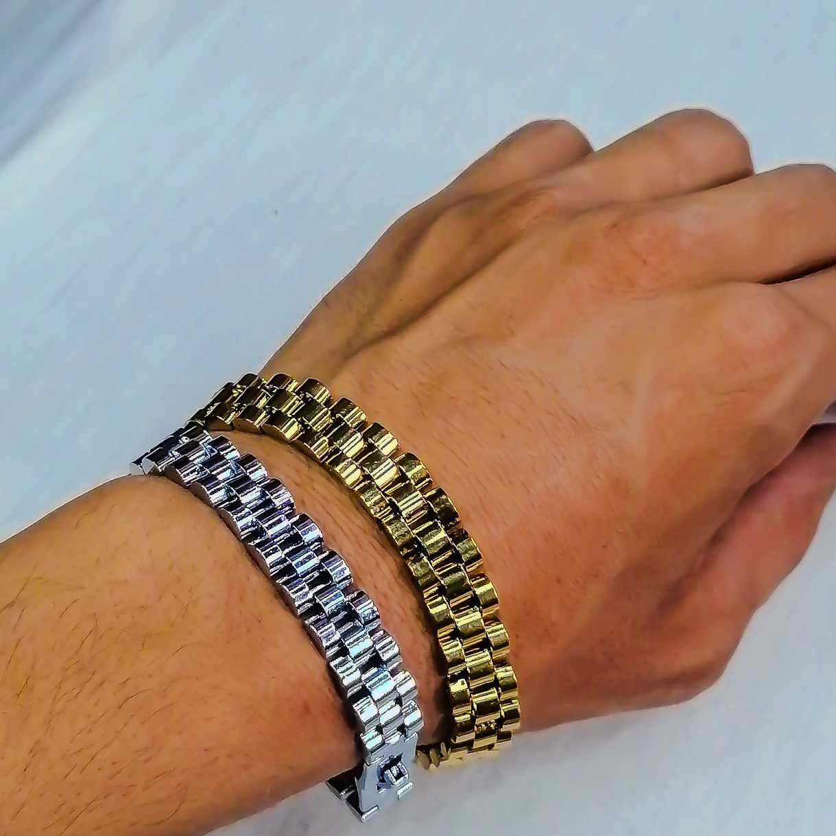 Silver Golden Rolex Bracelet With Stainless Steel For Men