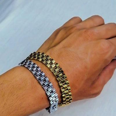 Silver Golden Rolex Bracelet With Stainless Steel For Men