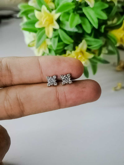 Elegant Silver Nose Pin | Diamond-Cut Sparkling Cluster Design for Women & Girls