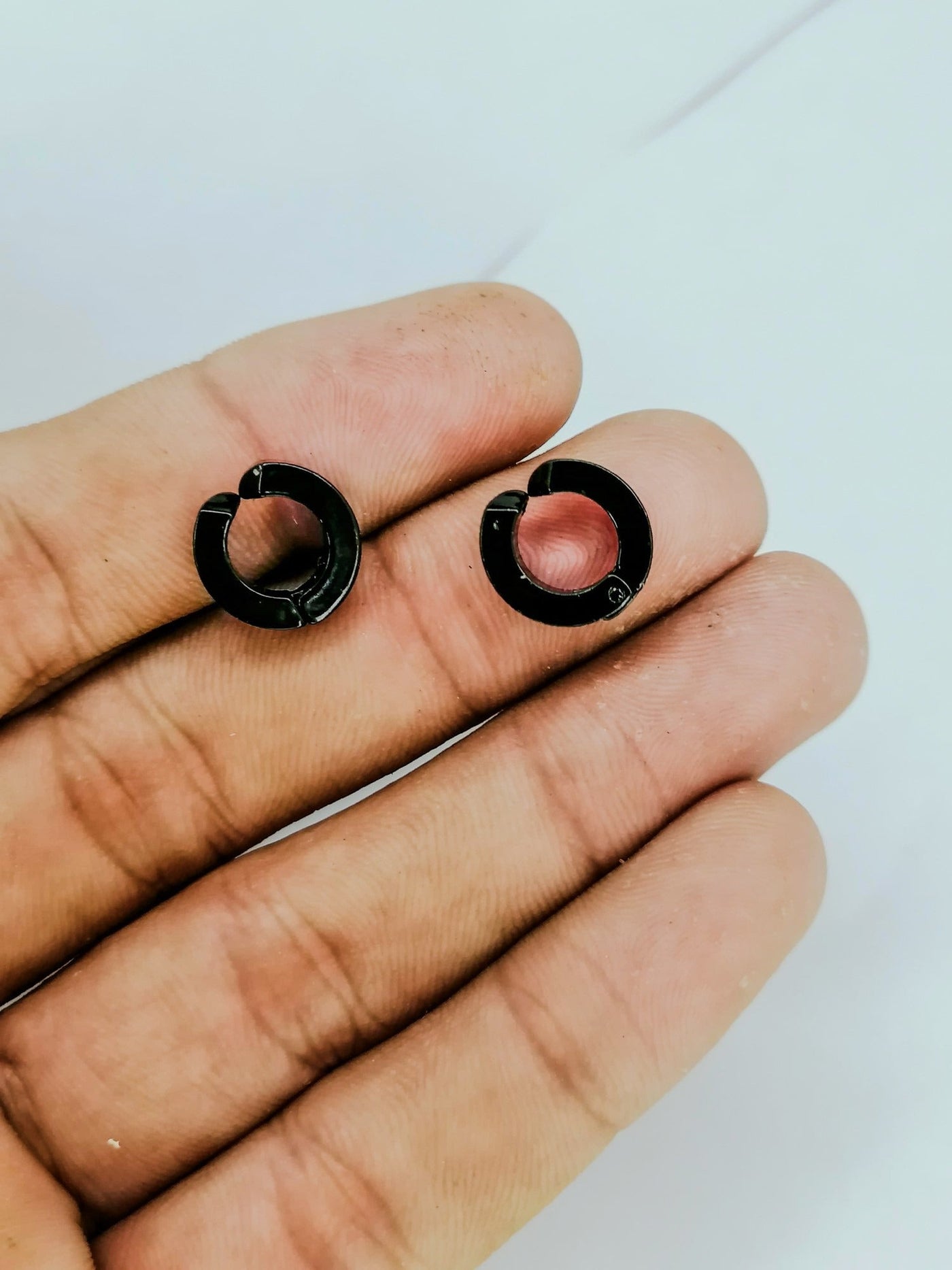 Stainless Steel Black Non-Piercing Magnetic Bali Stud Earring For Men