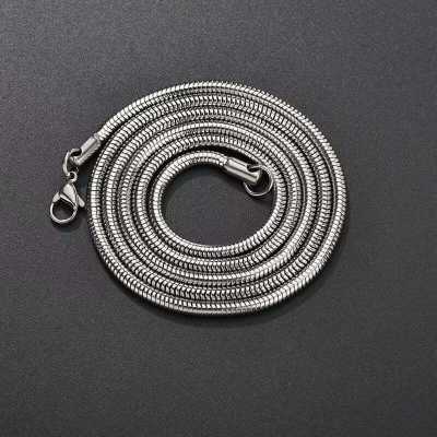 Round Sleek Silver Snake Chain Necklace  Stainless Steel 22 inches