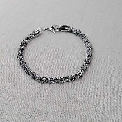 Rope Silver Bracelet Stainless with Classic Look Best Gift.