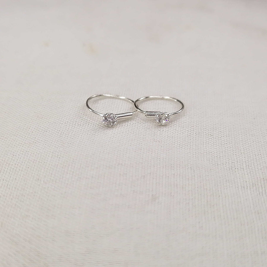 Pure Silver Zircon Hoop Earrings | Elegant Chandi Earrings for Women & Girls