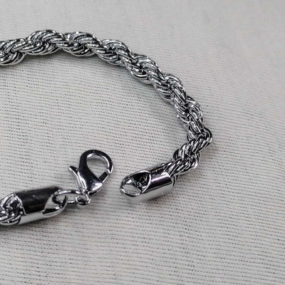 Rope Silver Bracelet Stainless with Classic Look Best Gift.
