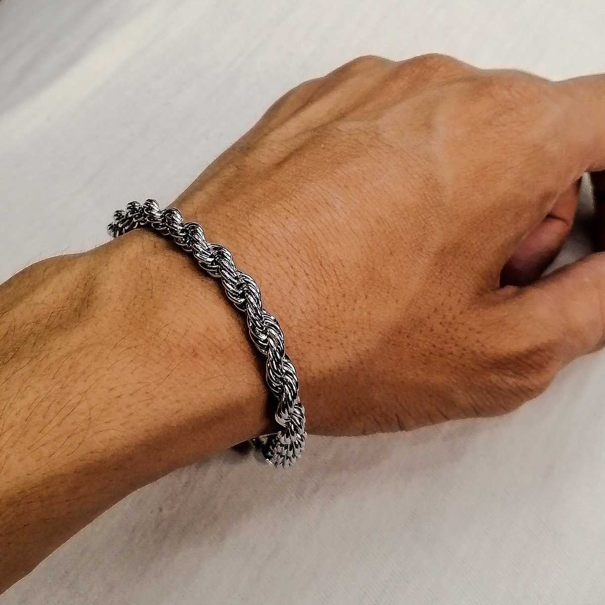 Rope Silver Bracelet Stainless with Classic Look Best Gift.
