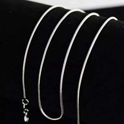Round Sleek Silver Snake Chain Necklace  Stainless Steel 22 inches