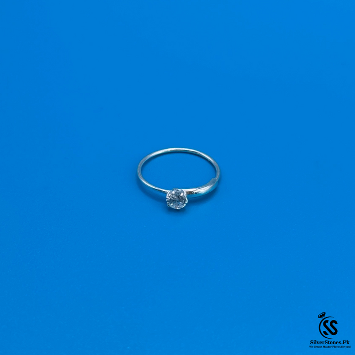 Pure Silver Zircon Nose Ring 10mm | Elegant Chandi Nose Hoop for Women & Girls