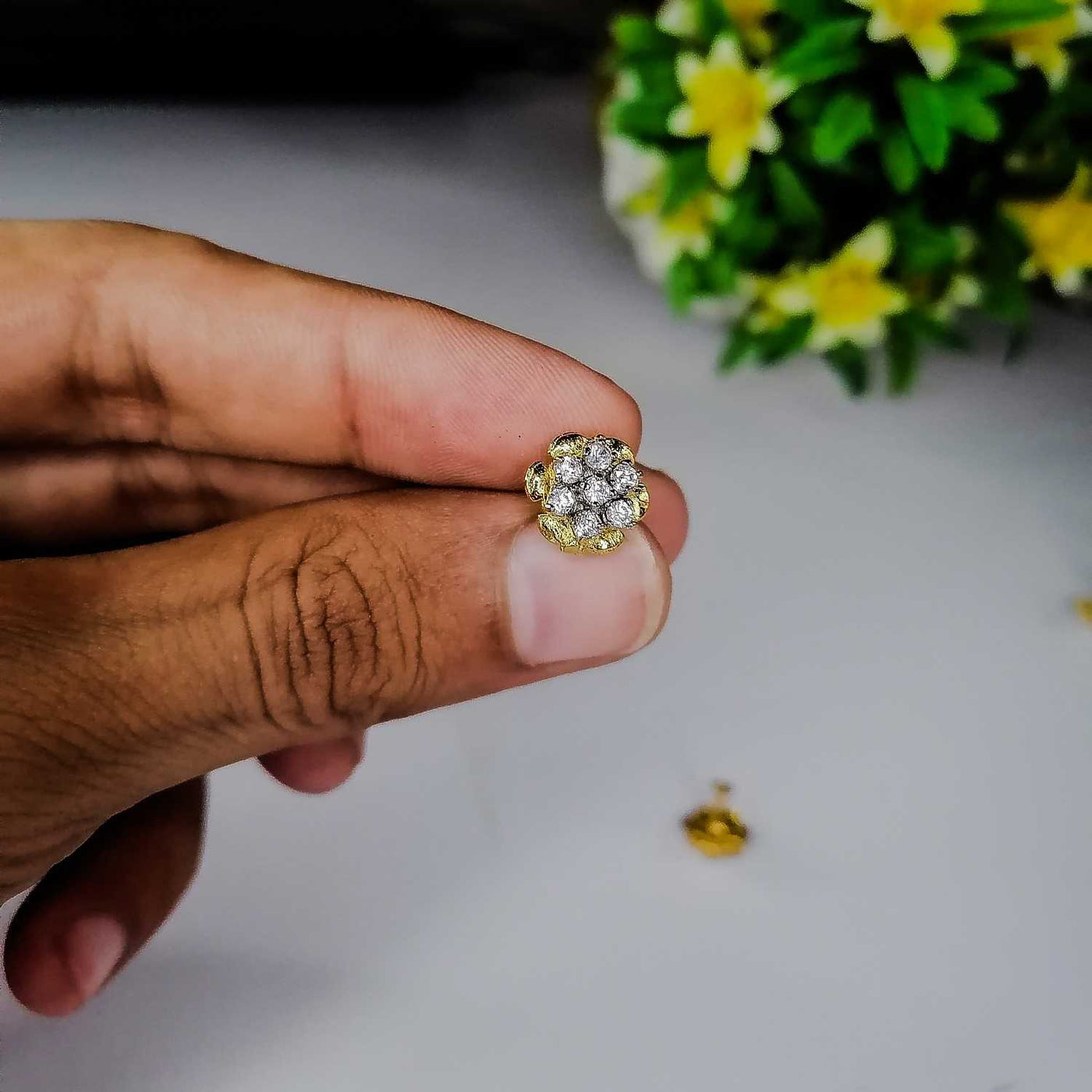Ganga Jamuni 5 Stone Nose Pin | New Gold Plated Design for Women & Girls