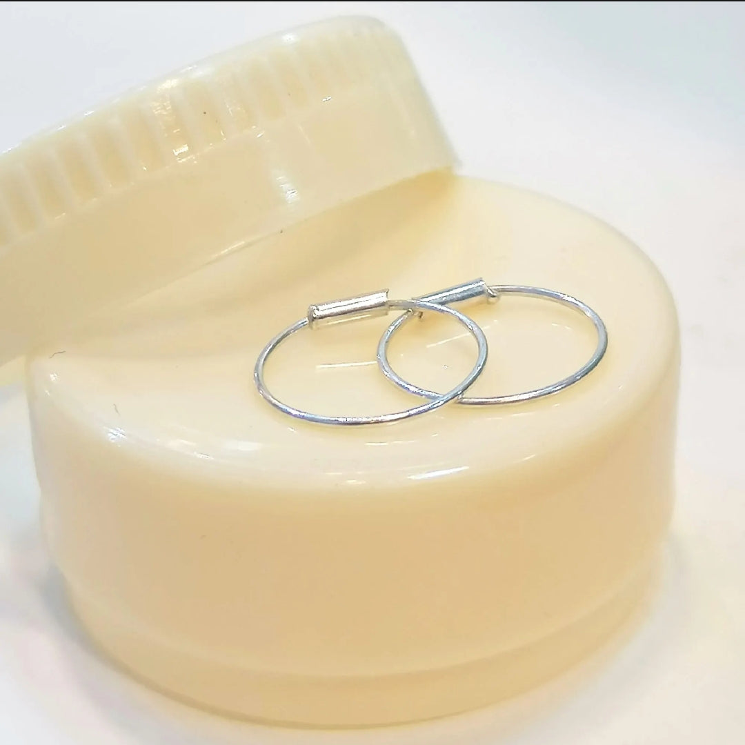22K Pure Silver Hoop Earrings | Khalis Chandi Plain Hoop Earrings for Women & Girls