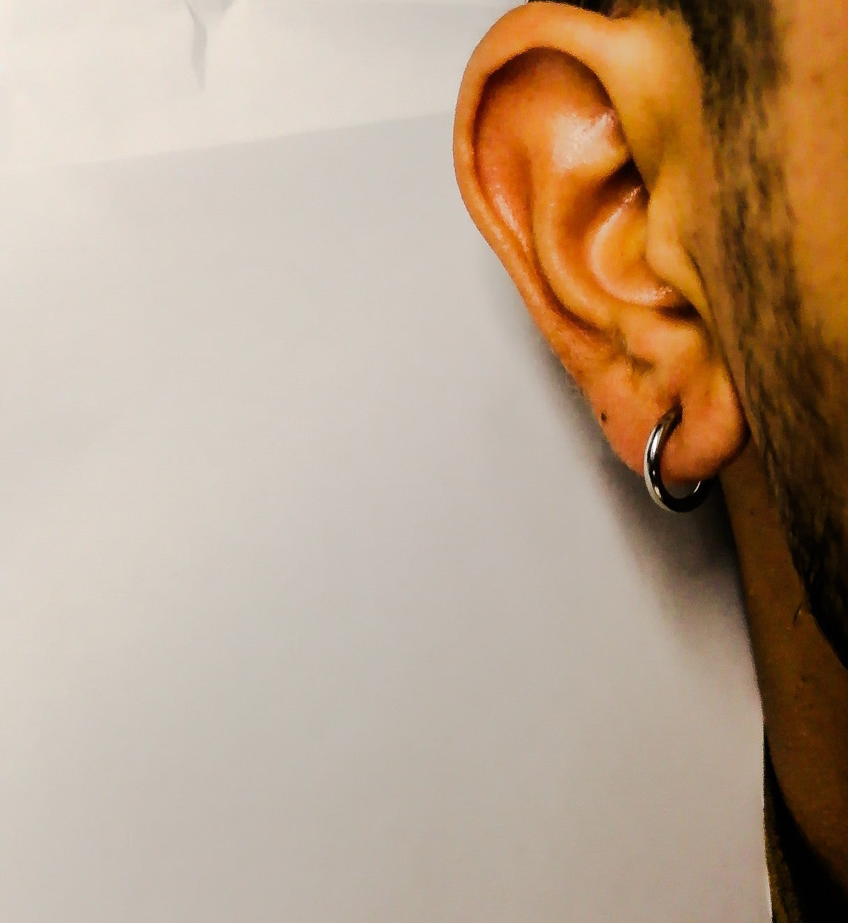 Black Hoop Earrings Sterling Silver - Black Huggie Earrings 8mm Cartilage