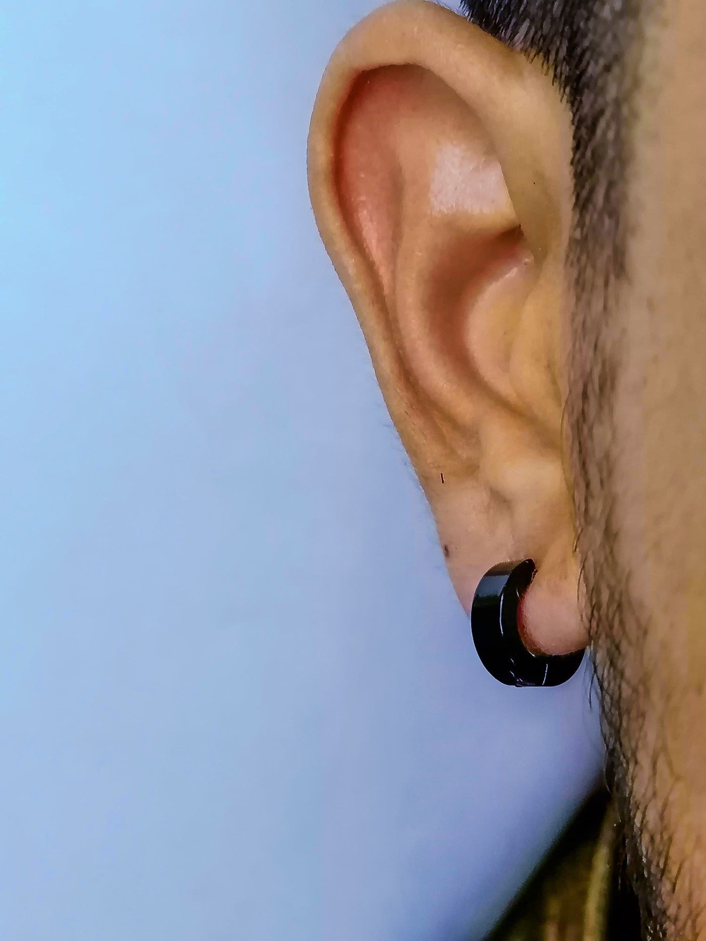 Stainless Steel Black Non-Piercing Magnetic Bali Stud Earring For Men