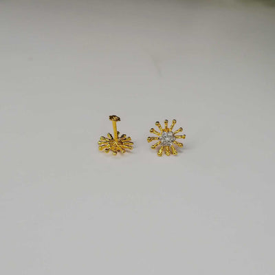 Gold Plated Sunburst Stud Earrings | Stylish Screw Back Design with Stones