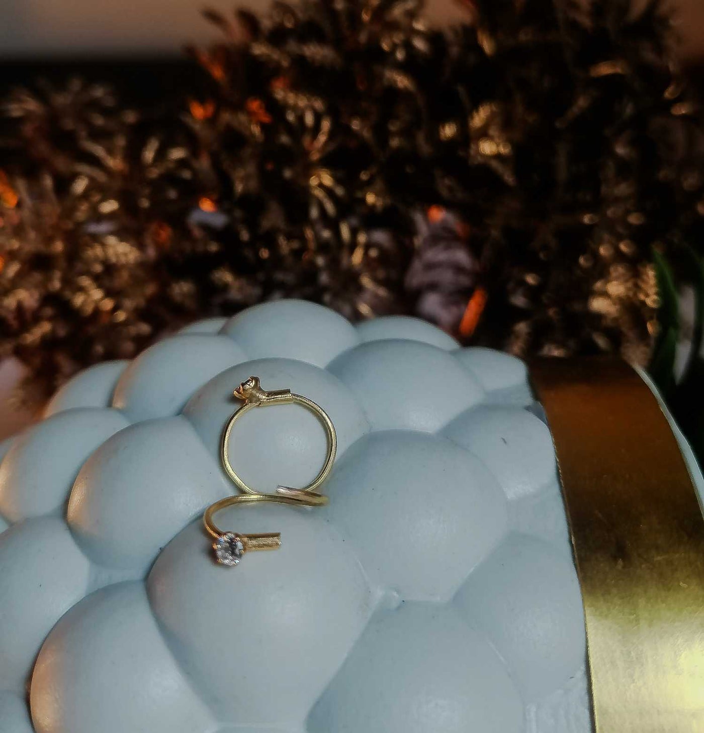 Single Stone Golden Hoop Nose Ring | Stylish Lightweight Everyday Jewelry for Women & Girls