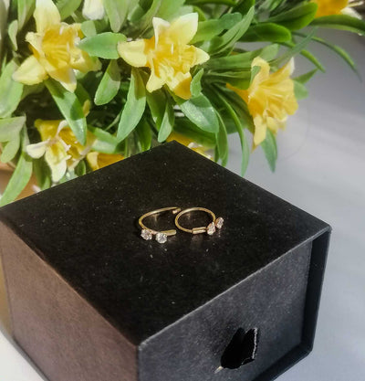 Stylish Golden Hoop Earrings with Twin Stones | Comfortable Daily Wear & Gift for Women & Girls