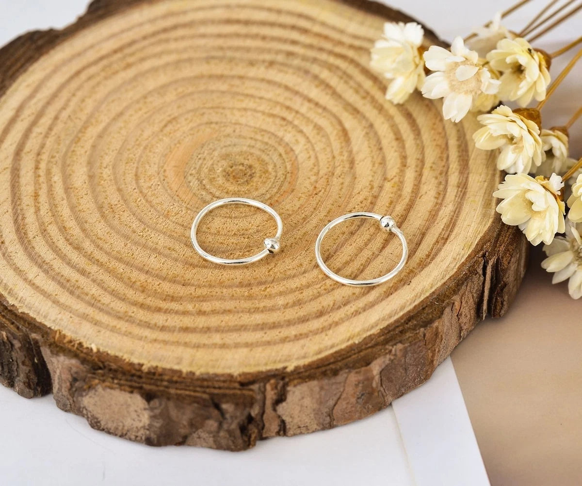 925 Sterling Silver 10MM Huggie Hoop Earrings | Solid Round Plain Piercing Hoops for Men & Women