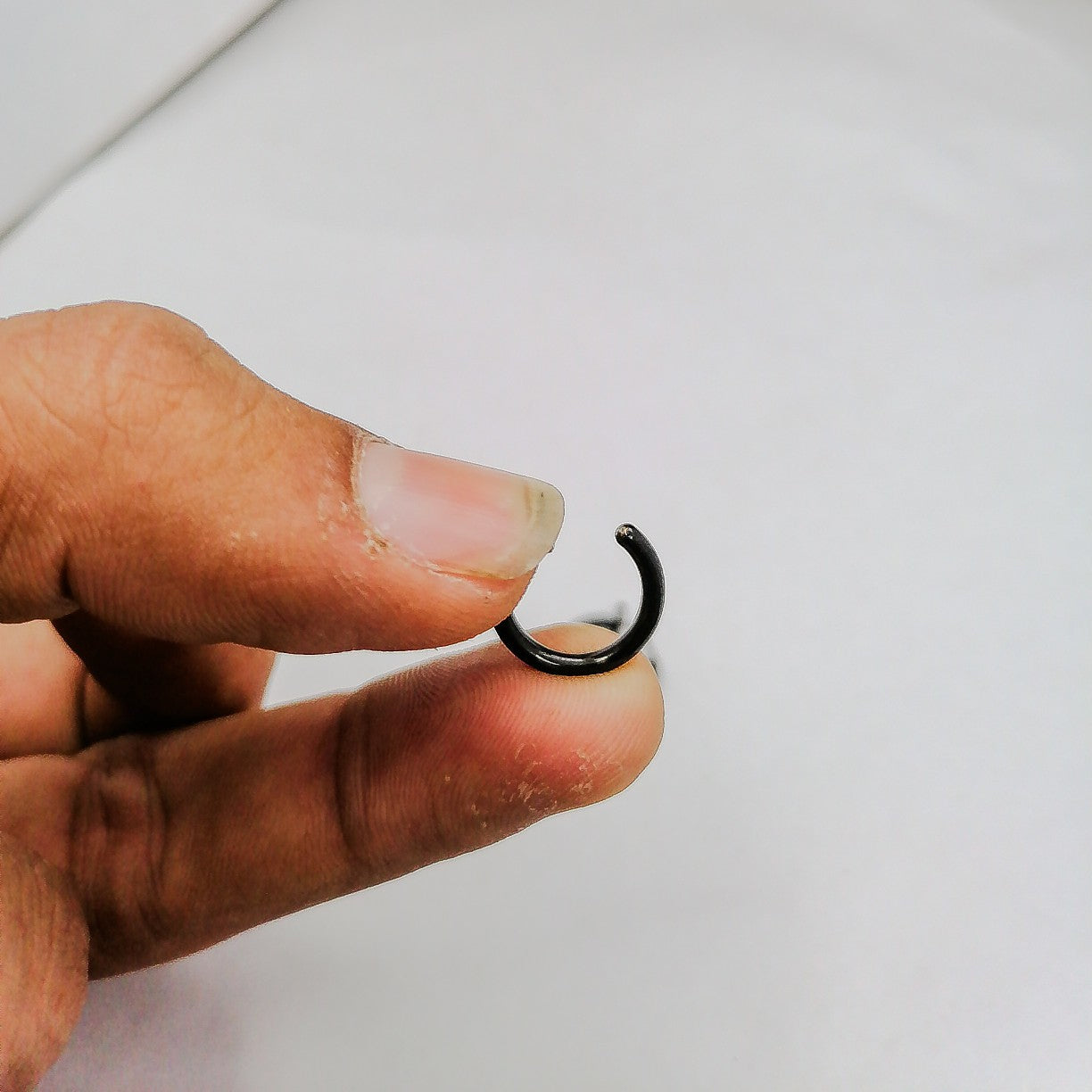 Black Hoop Earrings Sterling Silver - Black Huggie Earrings 8mm Cartilage