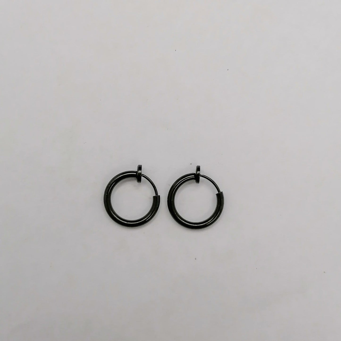 Black Hoop Earrings Sterling Silver - Black Huggie Earrings 8mm Cartilage