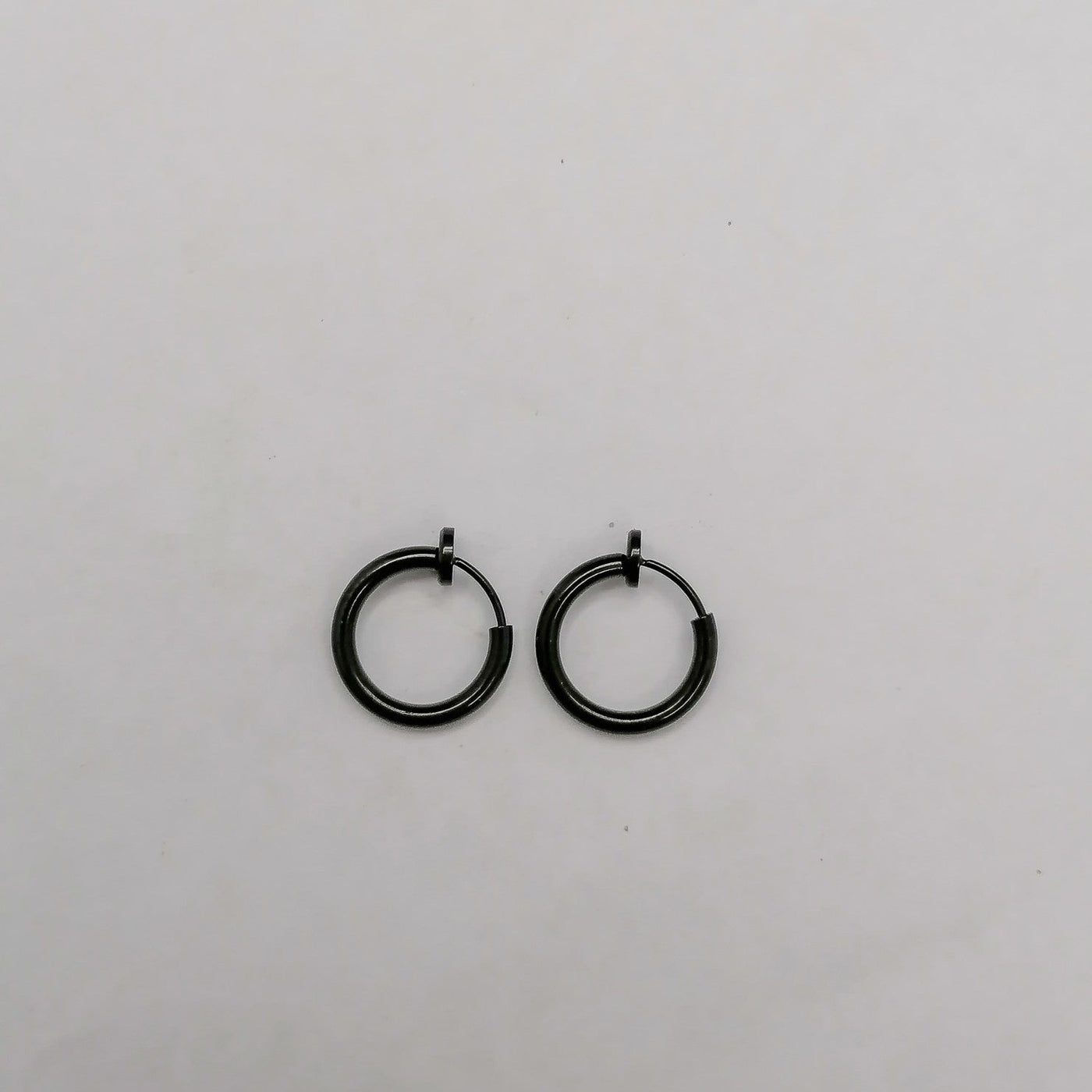 Black Hoop Earrings Sterling Silver - Black Huggie Earrings 8mm Cartilage