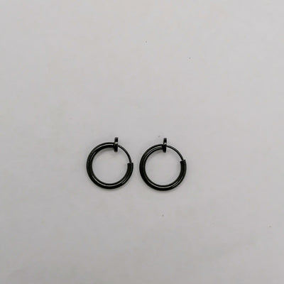 Black Hoop Earrings Sterling Silver - Black Huggie Earrings 8mm Cartilage