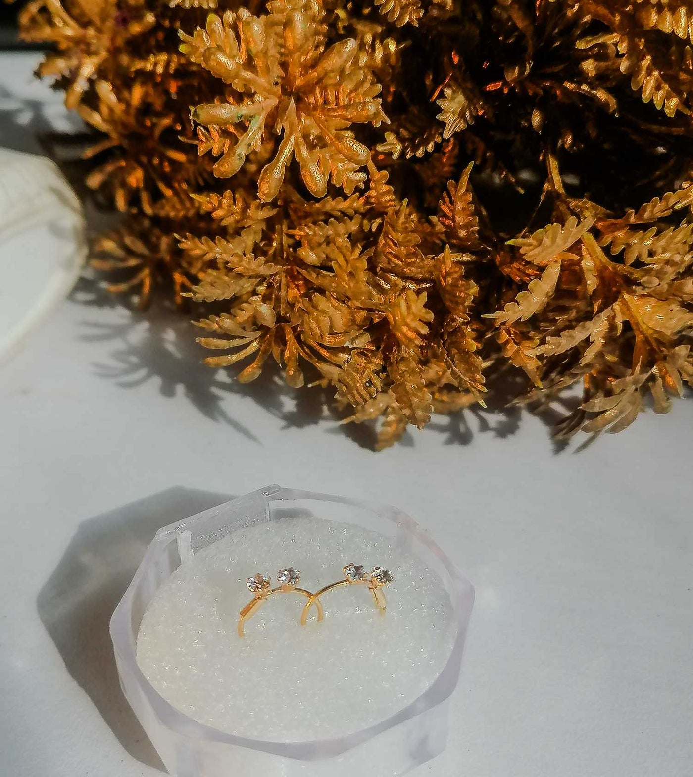 Golden Hoop Nose Ring with Twin Stones | Stylish Daily Wear & Gift Jewelry for Women & Girls