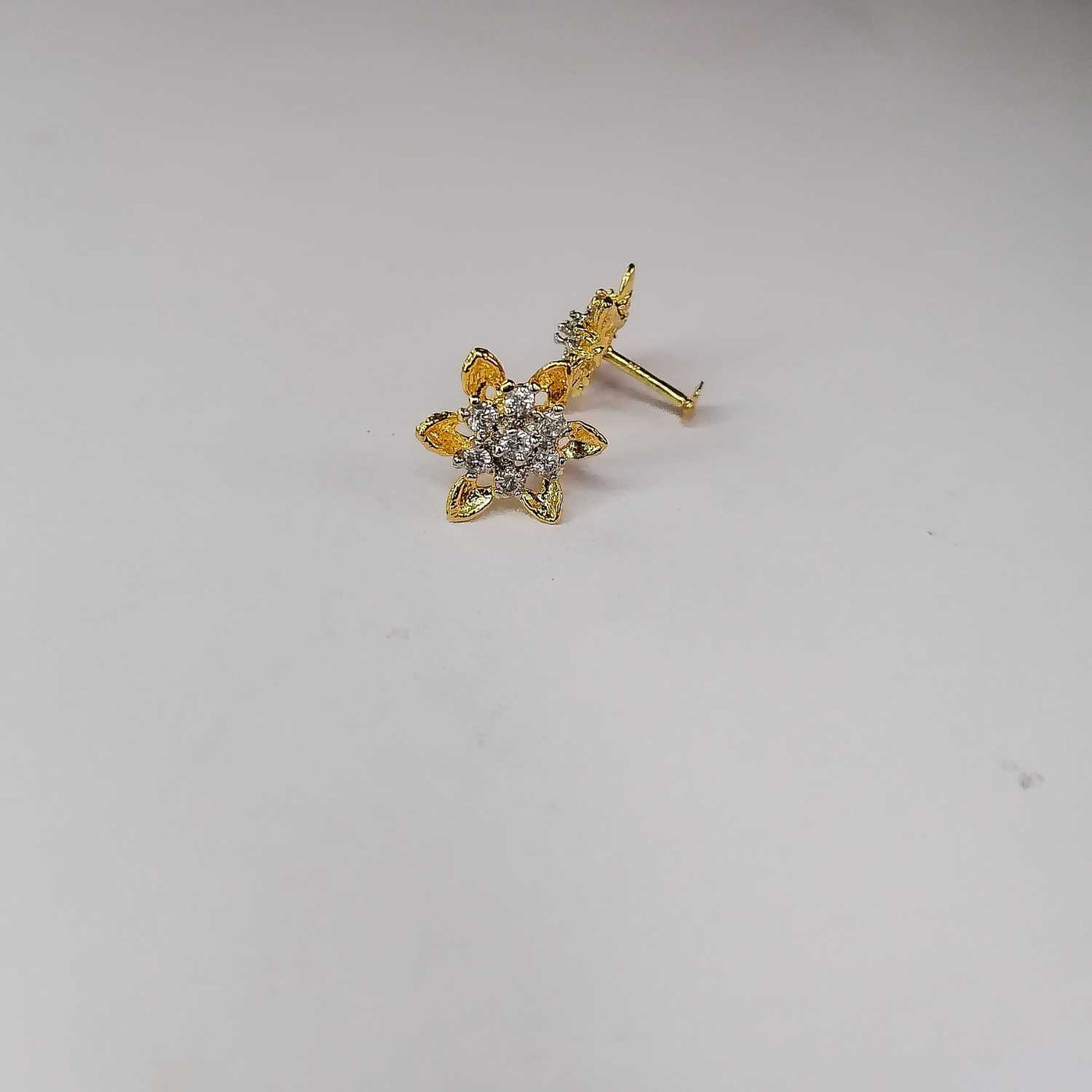 Gold Plated 7 Stone Floral Stud Earrings | Elegant Jewelry for Women & Girls