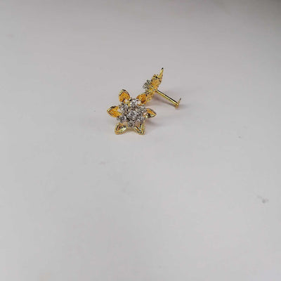 Gold Plated 7 Stone Floral Stud Earrings | Elegant Jewelry for Women & Girls