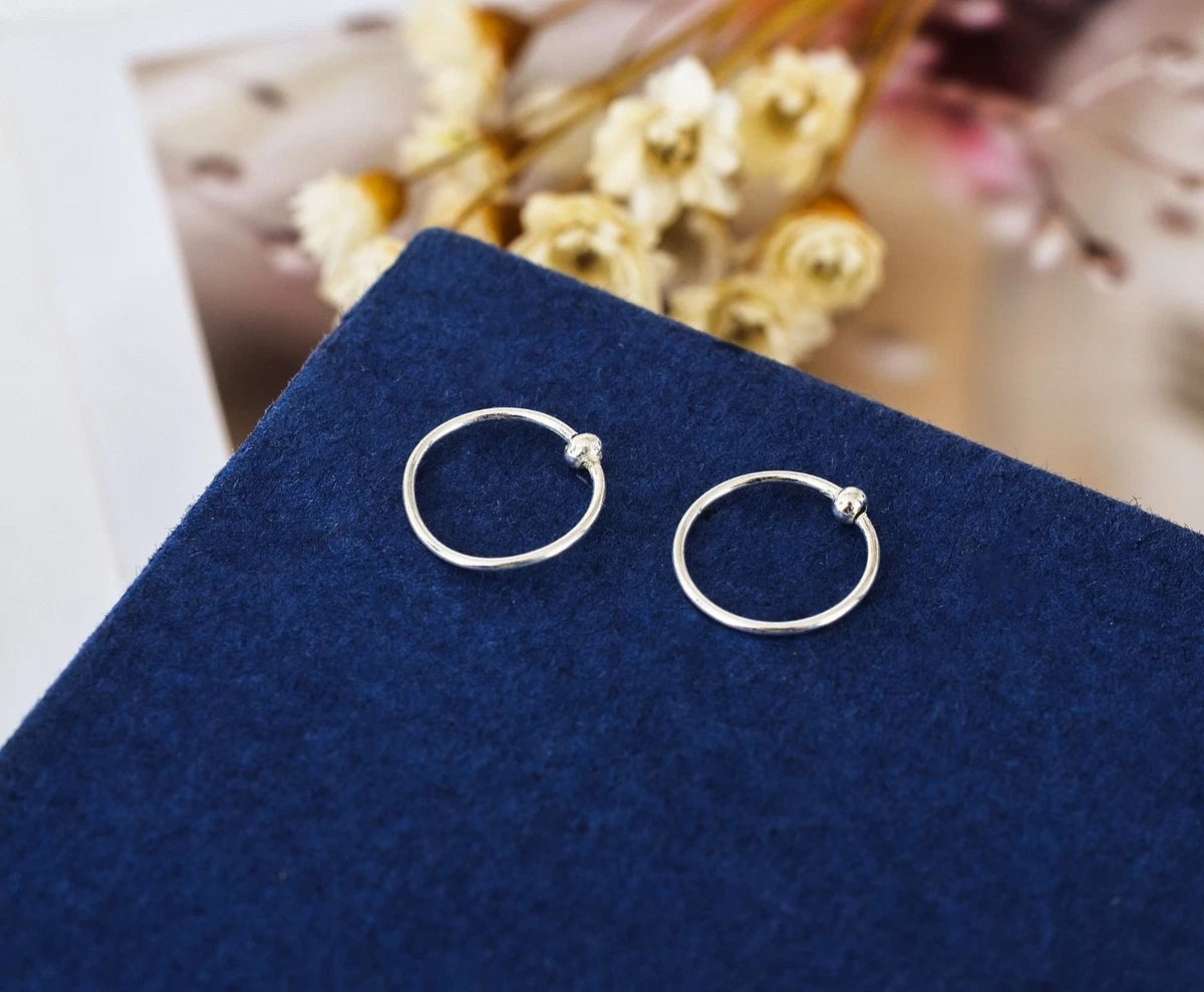 925 Sterling Silver 10MM Huggie Hoop Earrings | Solid Round Plain Piercing Hoops for Men & Women