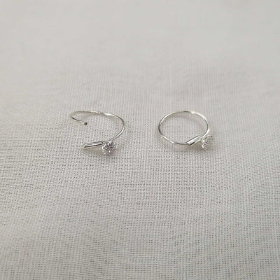 Pure Silver Zircon Hoop Earrings | Elegant Chandi Earrings for Women & Girls